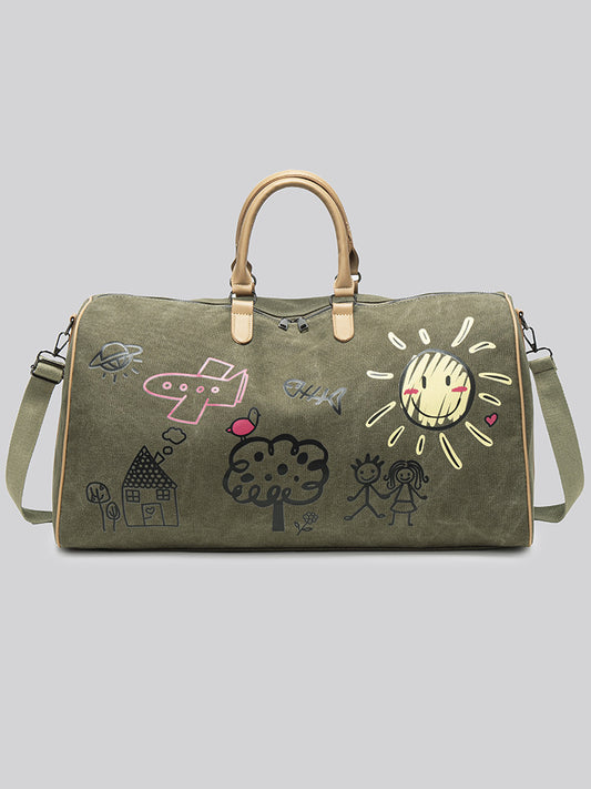 Malas de viagem de grande capacidade para excursões: bolsas de ginástica unissexo, bolsas com estampado de grafite, malas de lona, ​​bolsas casuais para trilhos.