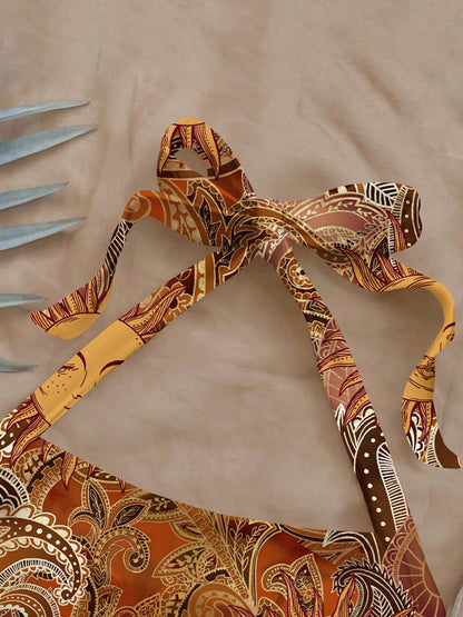 Blusa de verão ChicTop 2025 elegante para mulher, com decote halter, sem mangas e costas abertas, leve e confortável.