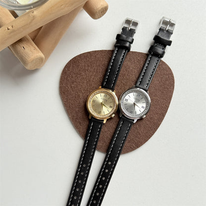 GoGoey Douyin Popular Vintage Round Chanel Light Luxury High-End Diamond-Encrusted Belt Women's Watch for Middle and High School Students