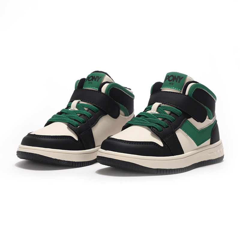 Pony Boys and Women's Shoes 2025 Spring New Big Boys Medium and High Top Athleisure Board Shoes 234K1CW51BK