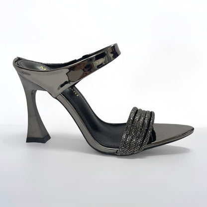 2026 summer new European and American style thin heel with open toe pointed PU high-heeled slippers for women to wear fashionable half slippers