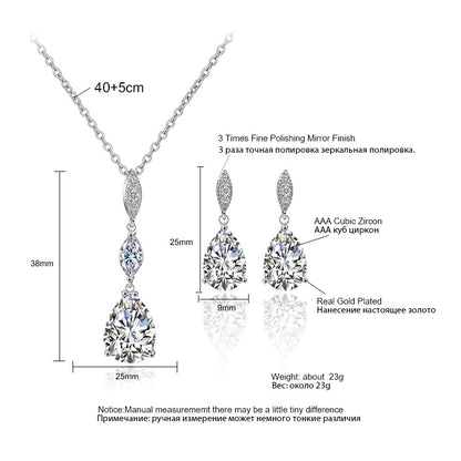 RAKOL Cross-border Copper Inlaid Zircon Set Necklace Earrings European and American Fashion Simple Waterdrop Bridal Dress Accessories