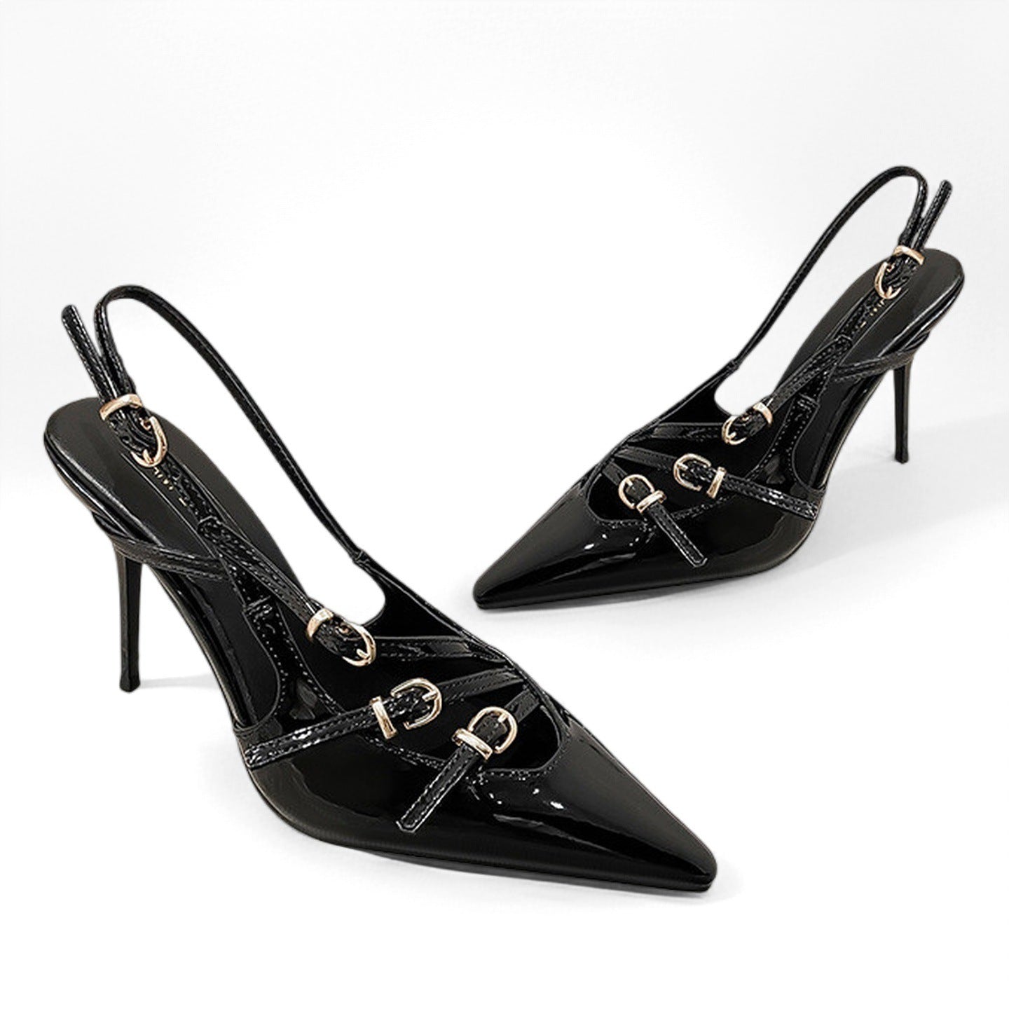 WO Huizhou City 2026 New Fashion European and American High Heels Stiletto Heel Pointed Toe Wrap Patent Leather Sexy Fashion Sandals