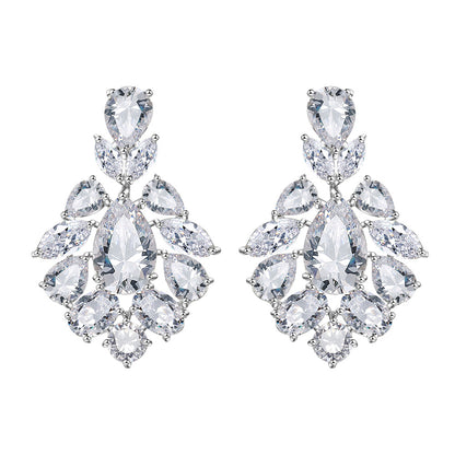 Cross-border hot waterdrop zircon stud earrings in multiple sizes with patchwork earrings, niche designs, light luxury banquet earrings wholesale