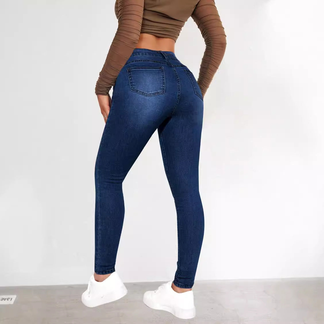 2025 cross-border Amazon independent station autumn hot girl skinny jeans women's street high-waisted stretch small-leg pants