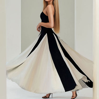2026 spring new cross-border European and beautiful clothing fashionable commuting temperament elegant bandeau one-shoulder solid color dress