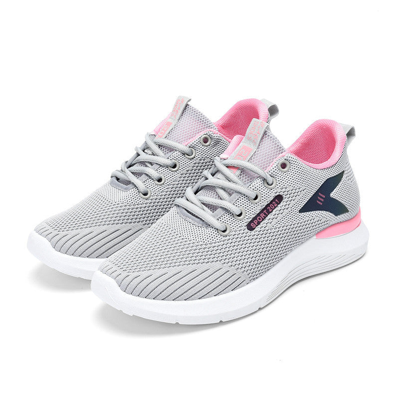 2025 Spring New White Shoes Sneakers Women's Lightweight Soft Sole Women's Running Shoes Student Lace-up Casual Shoes