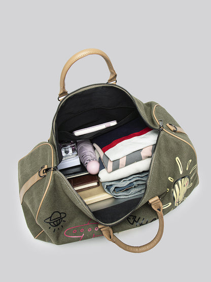 Large capacity excursion travel bags: Unisex gym bags, graffiti handbags, canvas luggage bags, casual hiking bags