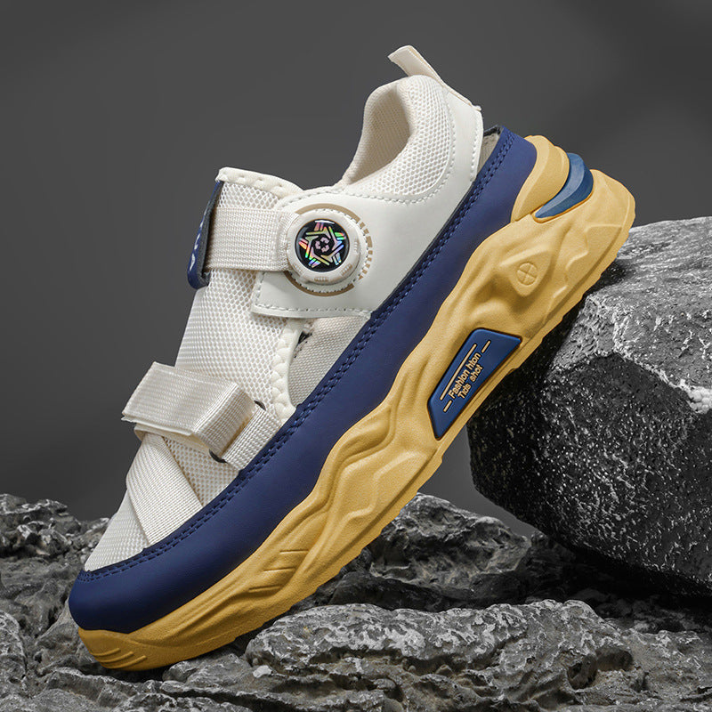 Men's Light Luxury Sandals, 2026 Summer High Appearance Breathable Clog Shoes, Trendy Men's Outerwear Sports Beach Spin Button Shoes