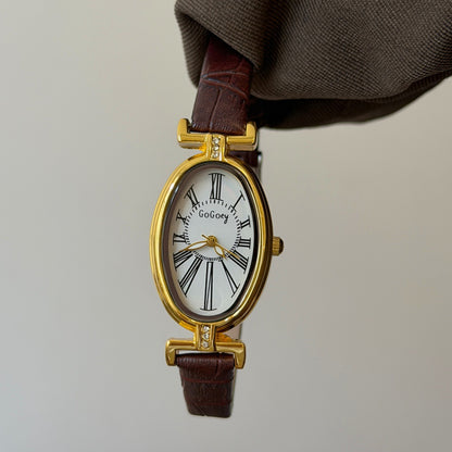 Live-stream bestseller, high-value slim strap women's watch, INS style, high-end vintage classic Roman scale quartz women's watch