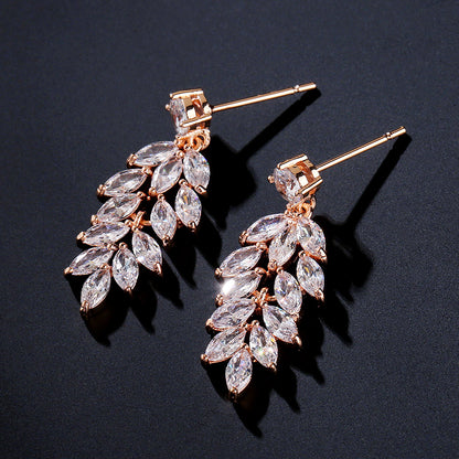 New women's earrings, diamond-studded lupine teardrop-shaped tassel earrings, Baroque court style, multicolor versatile earrings