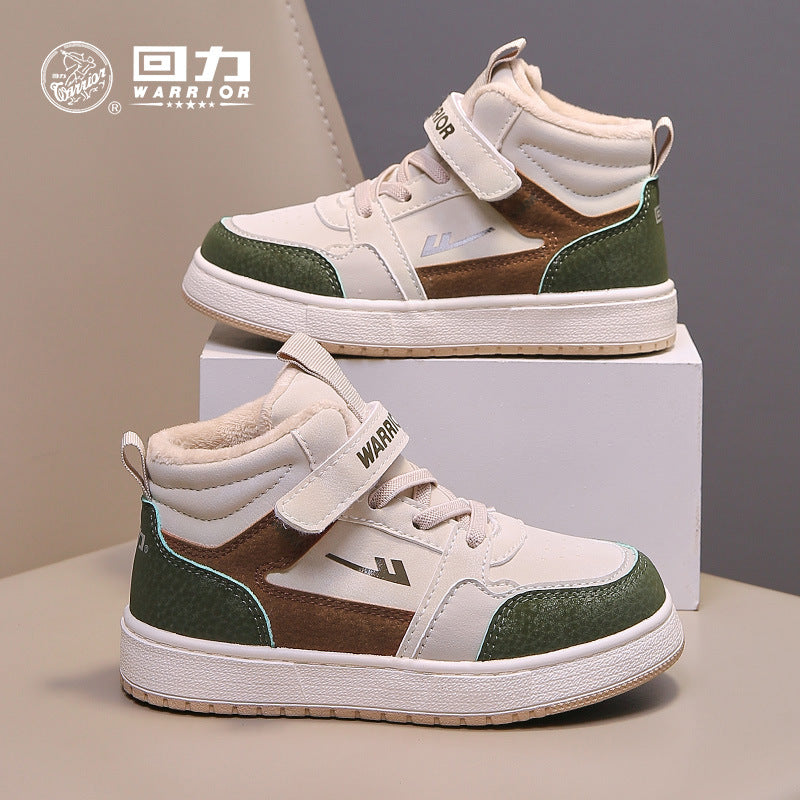 Pullback color blocking versatile Velcro children's shoes, board shoes, children's sports shoes, winter new men's and women's fashion casual shoes
