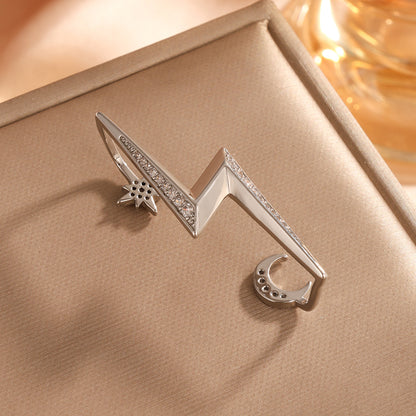 Geometric long oval hollowed out large earrings, European and American export style, fashionable copper zircon single earrings