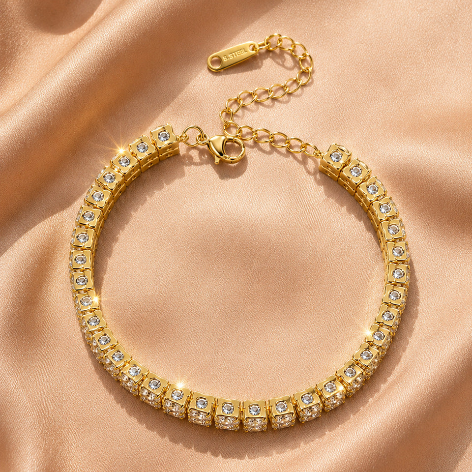 SHEIN's best-selling diamond-studded bracelet, double-row tennis ball chain, accessories, new versatile elegant rhinestone fashion