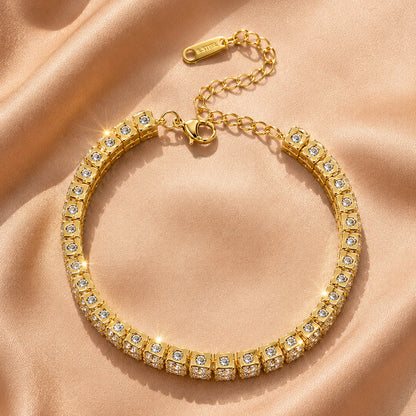 SHEIN's best-selling diamond-studded bracelet, double-row tennis ball chain, accessories, new versatile elegant rhinestone fashion