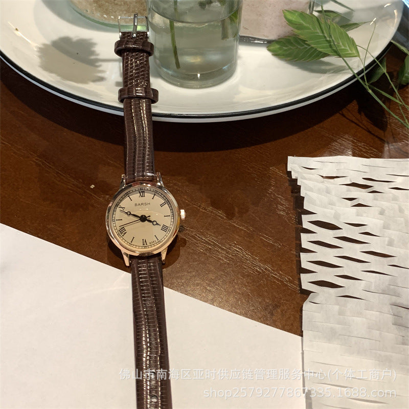 Retro subdial simple belt watch schoolgirl roman korean ins female performance goods wholesale live sale hot sale