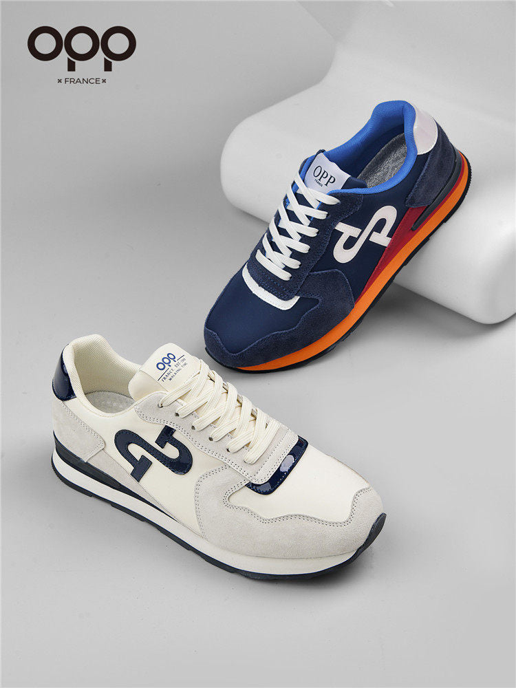 OPP Men's Shoes Spring Genuine Leather Athleisure Shoes Fashion and Versatile Outdoor Plus Size Men's Platform Anti-Slip Forrest Gump Shoes