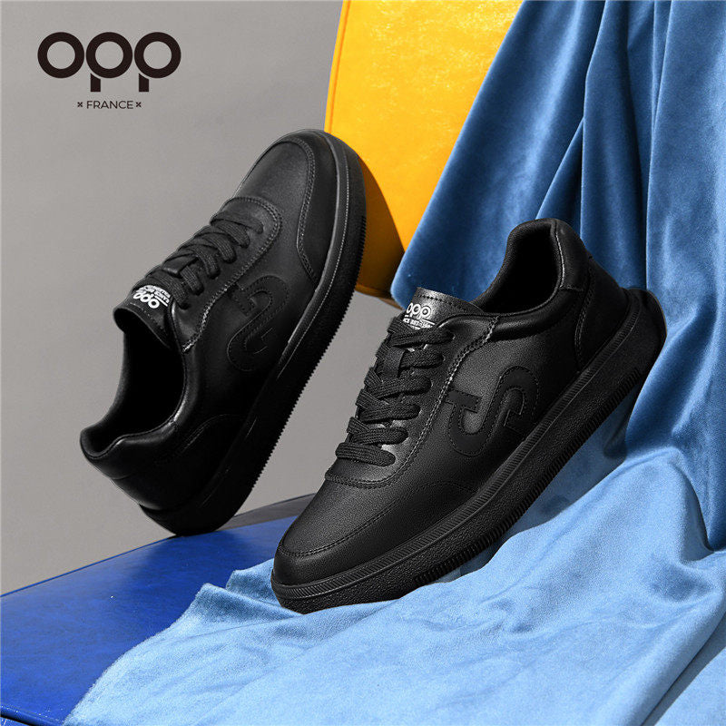 OPP men's shoes, spring white shoes, low-top lace-up leather, solid color, high-end luxury, light luxury, versatile athleisure board shoes