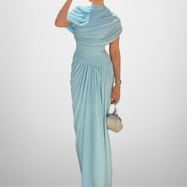 Amazon spring fashion cross-border new temperament elegant waist slimming pleated dress long dress