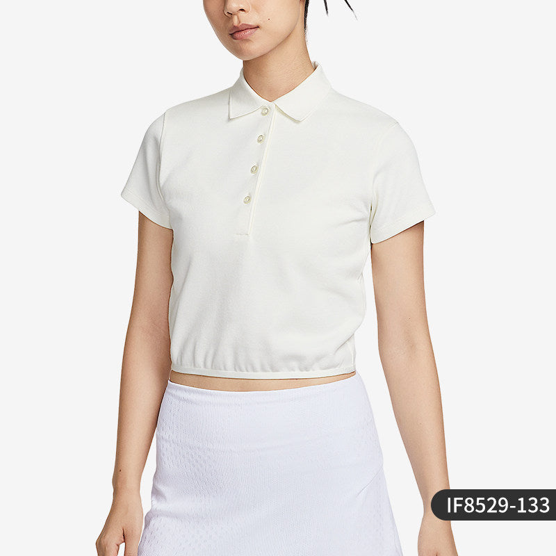 Camisola de golfe Nike Genuine 2025 para mulher, modelo IF8529-214, com lapela, respirável e manga curta.