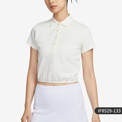 Camisola de golfe Nike Genuine 2025 para mulher, modelo IF8529-214, com lapela, respirável e manga curta.