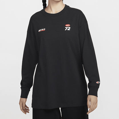 NIKE Women's Crew Neck Knit Athleisure Breathable Loose Pullover T-Shirt HQ1574-045