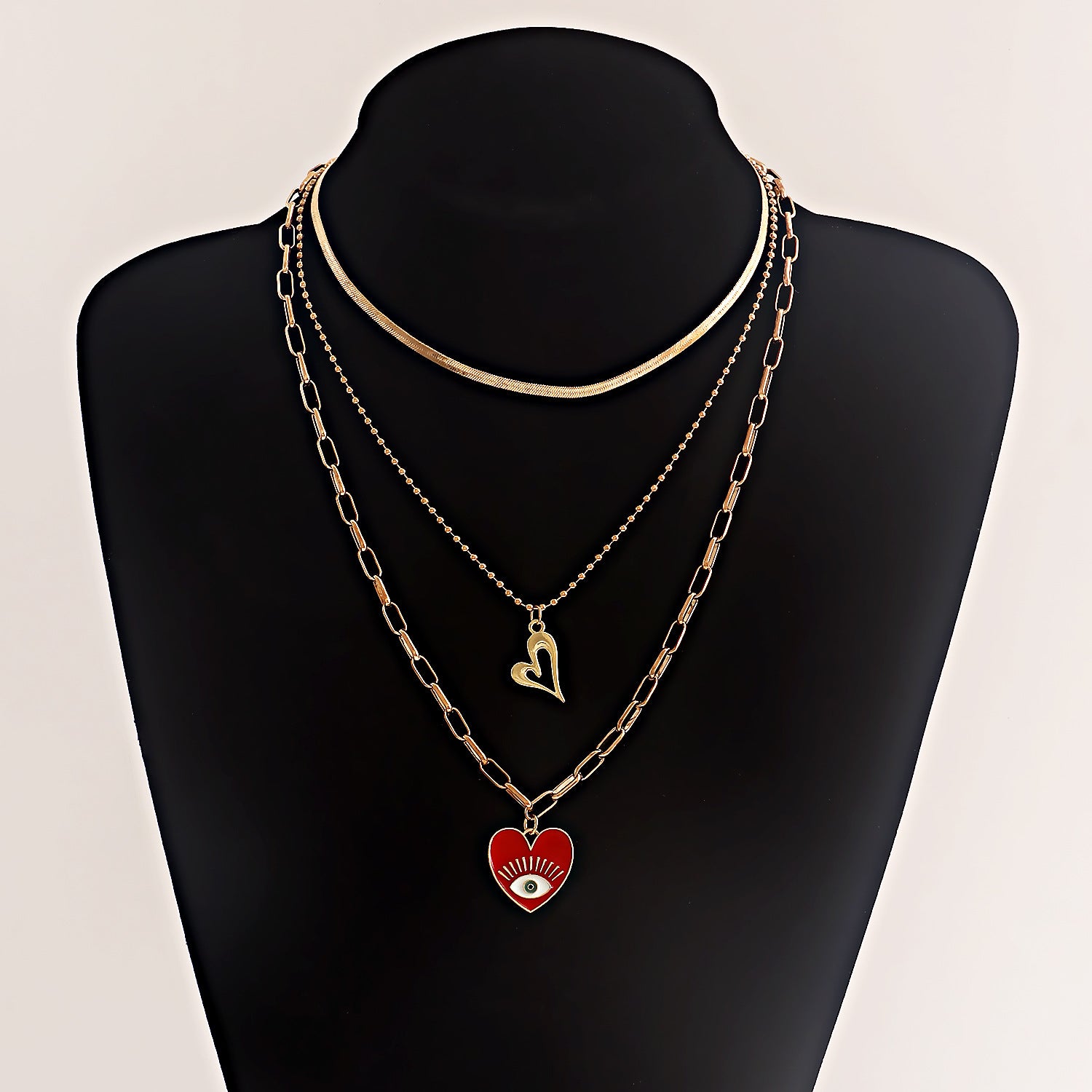 European and American cross-border jewelry Retro Devil's Eye Love Necklace Female Multi-layer Personality Geometric Eye Necklace Spot