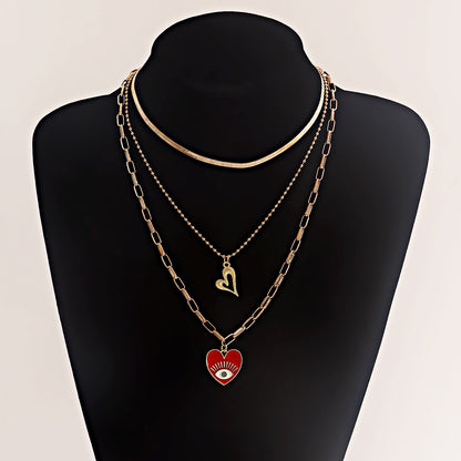 European and American cross-border jewelry Retro Devil's Eye Love Necklace Female Multi-layer Personality Geometric Eye Necklace Spot