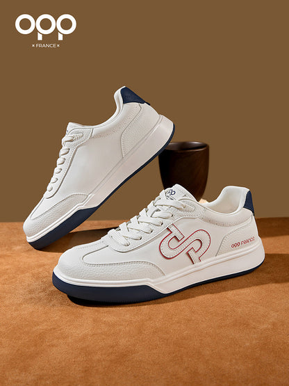 OPP men's shoes spring 2026 new light luxury high-end leather outdoor sports leisure low-top small whiteboard shoes for men