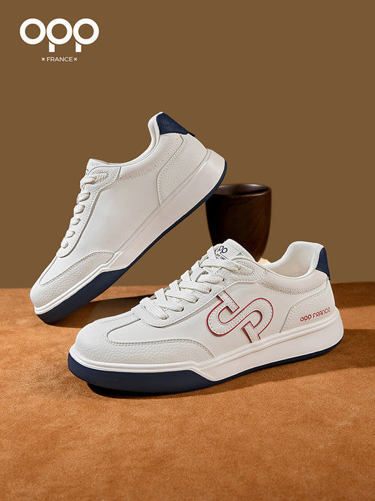 OPP men's shoes spring 2026 new light luxury high-end leather outdoor sports leisure low-top small whiteboard shoes for men