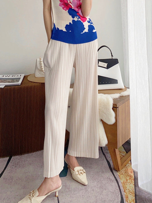 三宅热卖裤子女直筒裤薄款东南亚跨境外贸女装宽松显瘦阔腿休闲裤