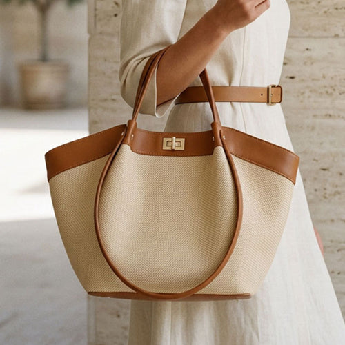 Bolsa tote Novo modelo estilo francês luxo discreto Bolsa elegante versátil contraste de cores Bolsa minimalista para o dia a dia Bolsa de mão feminina
