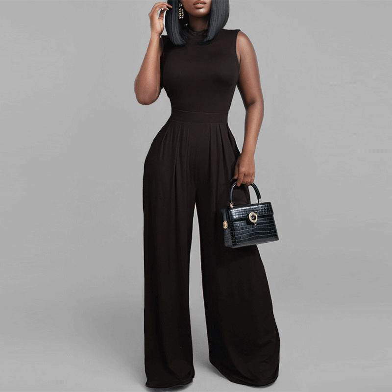 Amazon, Europe and the United States, cross-border fashion printed women's clothing, temperament, casual personality trousers, slim sleeveless jumpsuits