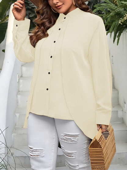 2025 Cross-border Amazon European and American women's faux two-piece crew neck long-sleeve shirt, suitable for all seasons, casual shirts