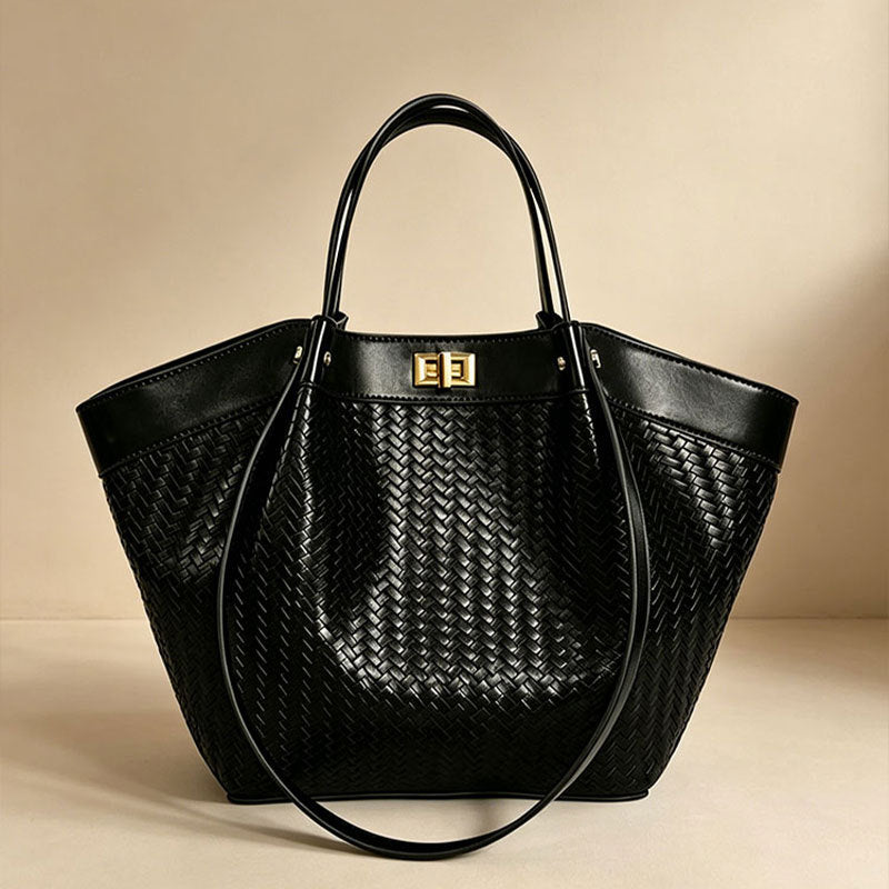 Bolsa de mão Novo modelo textura trançada Bolsa estilo francês luxo discreto exclusiva Bolsa tote elegante versátil bolsa cesta bolsa feminina