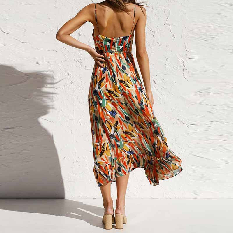 European and American Clothing 2025 Summer New Dress Amazon Fashion Print Sexy Slip Dress Women 661