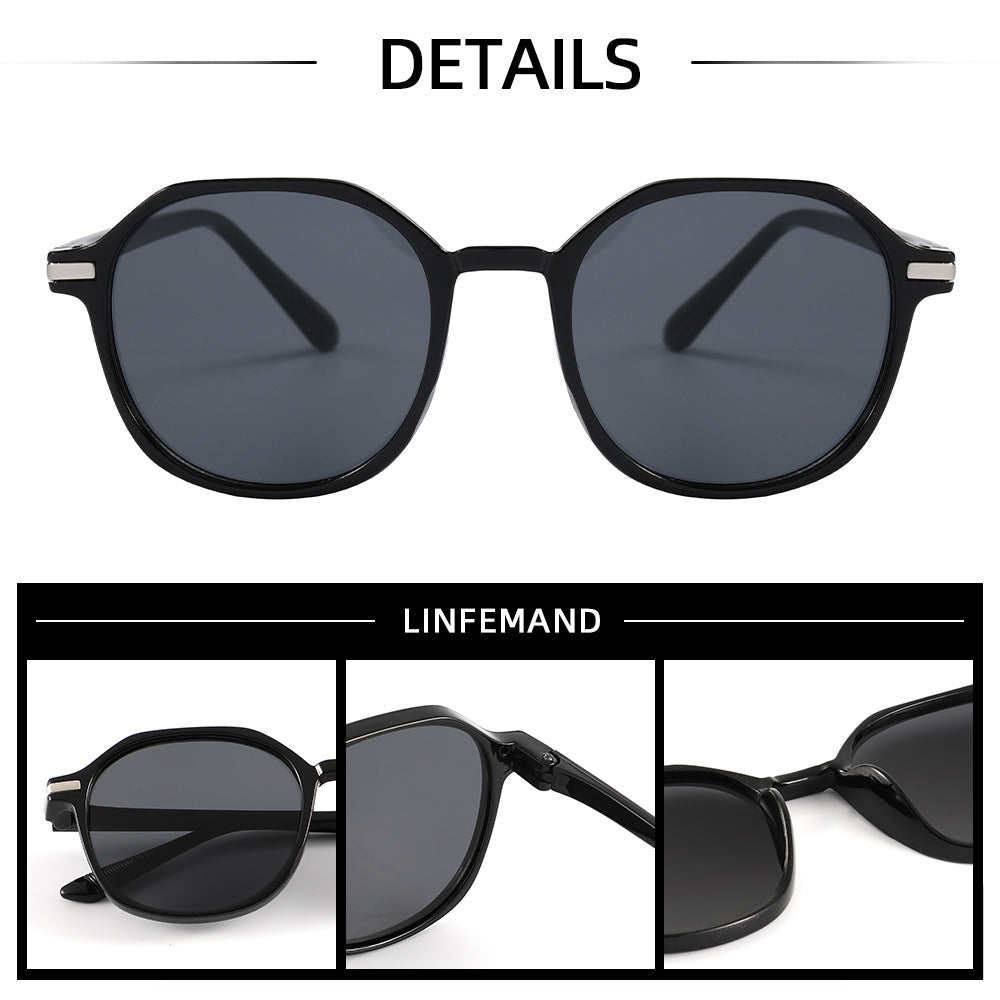 Fashionable retro sunglasses 2025 new full-frame round frame with rice stud sunglasses, women's versatile outfit street style sunglasses