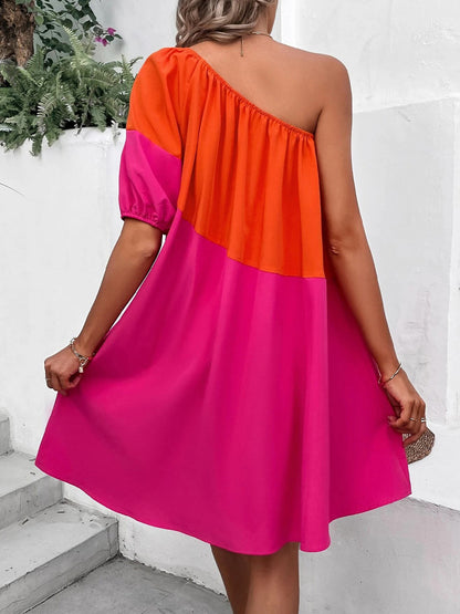 Verão Contrast Resort Dress 2025 - Short Sleeve A-Line