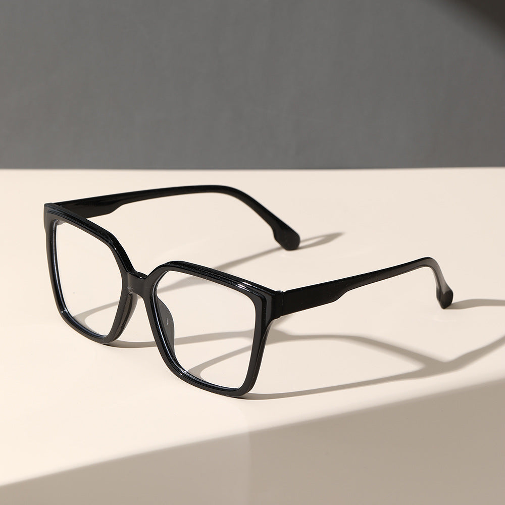 Large frame retro flat mirror, female face, small glasses, full frame, irregular lens, transparent frame, male tide anti-blue light
