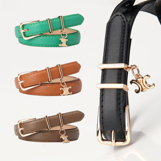 New Light Luxury Pendant Double C Women's Belt Embellished Jeans Trouser Belt Summer Versatile Alloy Buckle Belt