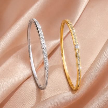 European and American cross-border copper gold-plated silver bracelets, single-row diamond thin bracelets, light luxury style daily accessories, temu hot-selling wholesale