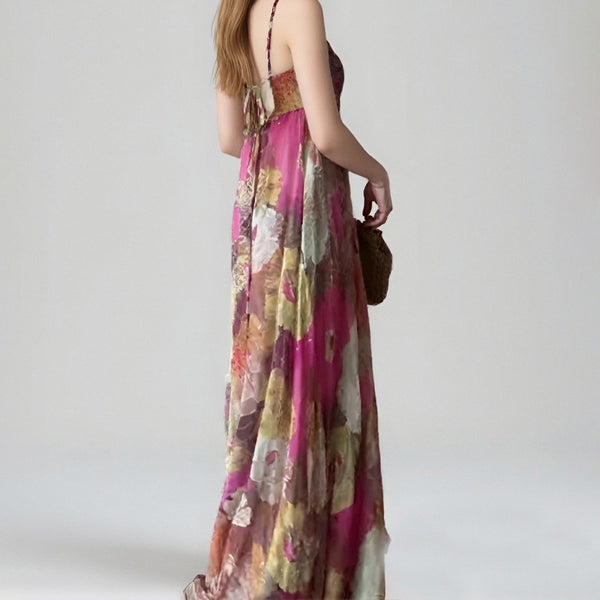 Cross-border 2025 Summer Amazon New European and American Fashion Printed Suspender Sexy Bandeau Long Dress