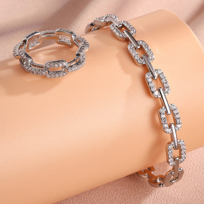 European and American cross-border diamond-set zircon open-top bracelet ring, light luxury, high-end temperament, niche, versatile, and fashionable