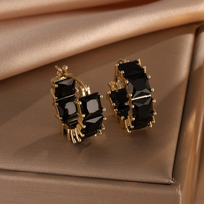 Japanese and Korean sweet elegance, minimalist, zircon inlaid women's personalized versatile fashion earrings, earrings, and earrings