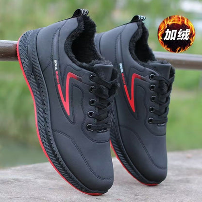 Cross-border autumn and winter fleece men's cotton shoes thickened warm and non-slip sports cotton boots flat soles casual waterproof and breathable men's shoes