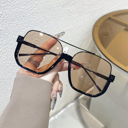 Vintage dual-beam sunglasses with a premium feel, European and American fashion pilot sunglasses, personalized sunglasses, UV protection