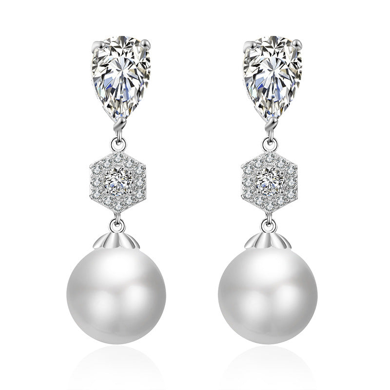 Best-selling foreign trade pearl stud earrings, zircon earrings, light luxury high-end accessories, niche designs, wedding bridesmaids