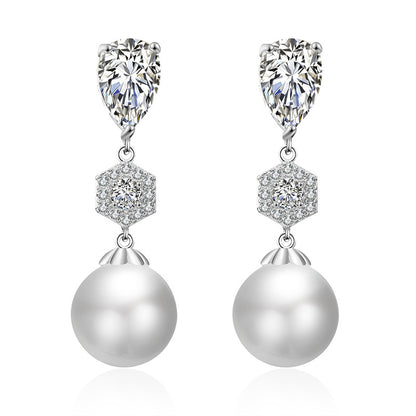 Best-selling foreign trade pearl stud earrings, zircon earrings, light luxury high-end accessories, niche designs, wedding bridesmaids