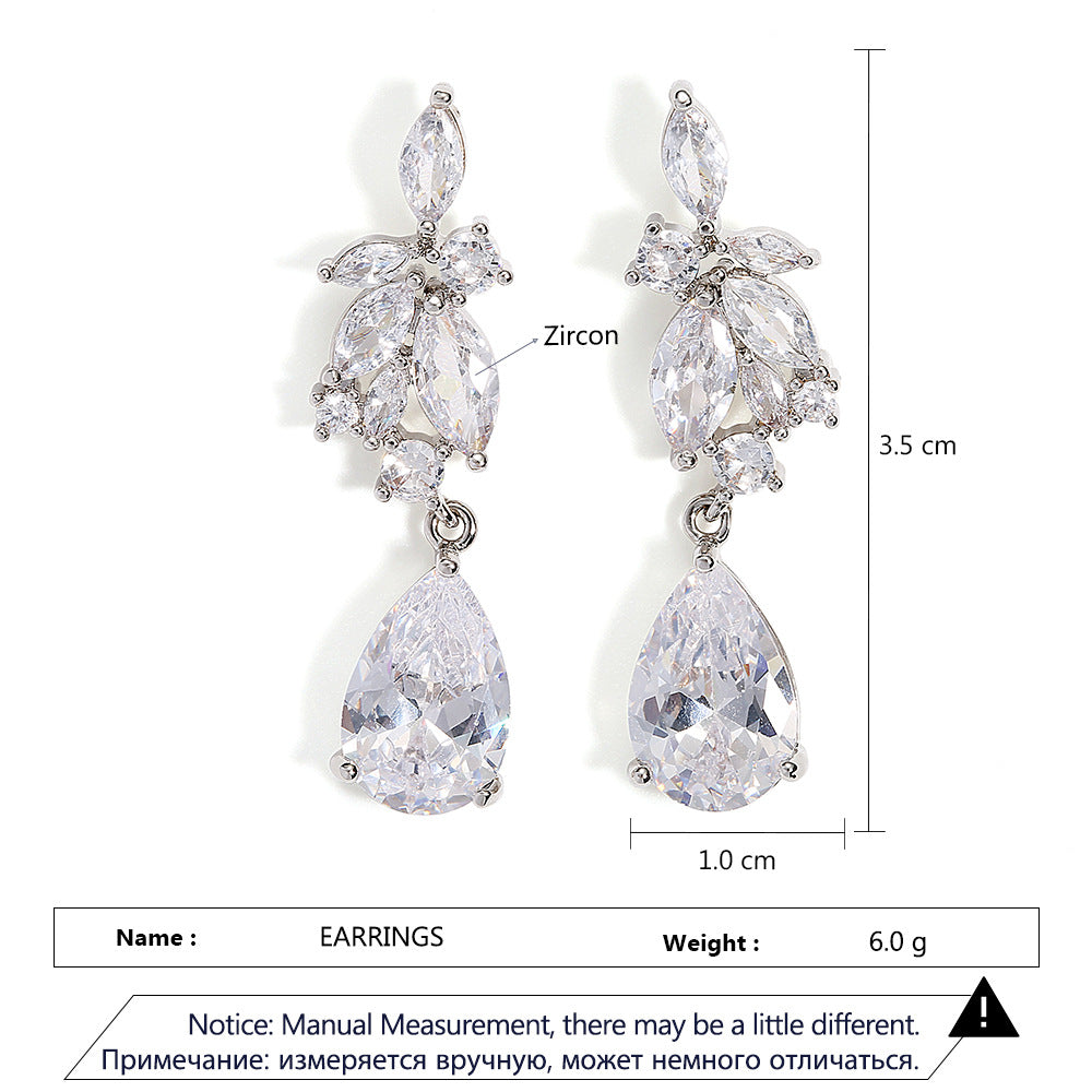 RAKOL Korean Style Ins Trendy Earrings Fashionable Pear-shaped Waterdrop Zircon Earrings for Women Beautiful Floral Earrings Wholesale