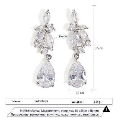 RAKOL Korean Style Ins Trendy Earrings Fashionable Pear-shaped Waterdrop Zircon Earrings for Women Beautiful Floral Earrings Wholesale